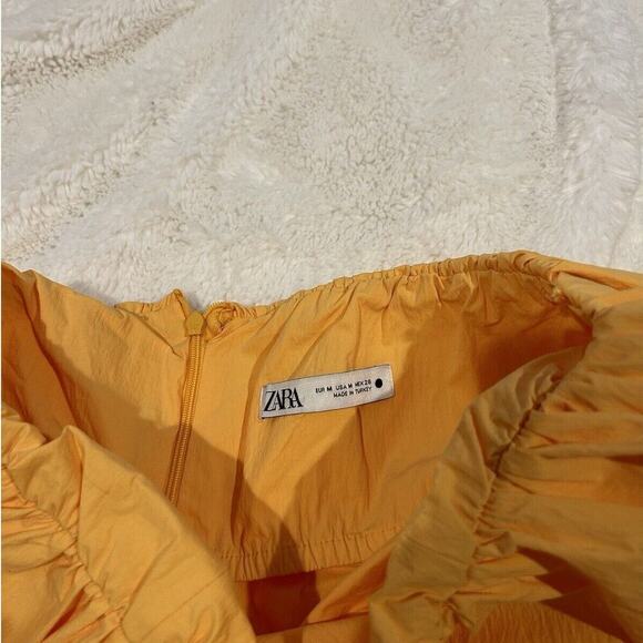 ZARA Orange Pleated‎ Puffy Hem Mini Skirt Size M - Picture 2 of 4
